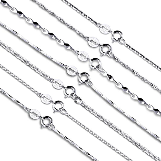 GEM'S BALLET Classic Basic Chain 100% 925 Solid Sterling Silver Necklace Chain 40cm 45cm 50cm Fine Jewelry Fashion Pendant Link