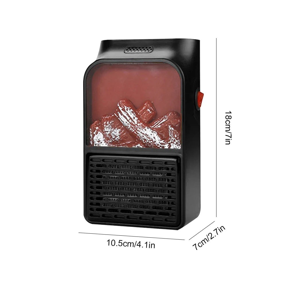 3D Flame  Fireplace Heater 900W Household Fan Heater with Remote Plug in Wall Portable  Winter  Bedroom