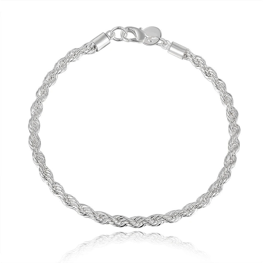 925 Sterling Silver Classic Twisted Rope Chain Bracelets for women Wedding party Wild Christmas Gift fashion Jewelry