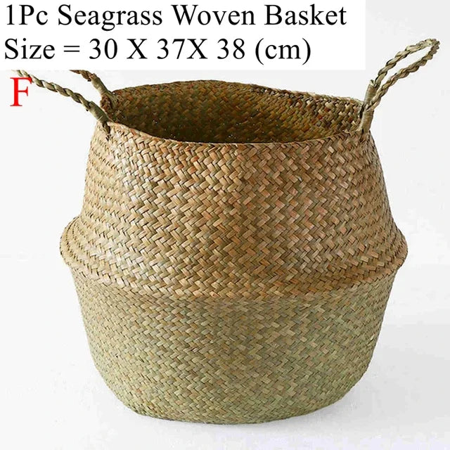 LuanQI Wicker Basket Toy Organizer Rattan Seagrass Storage Laundry Woven Basket Plant Flower Pot Garden Home