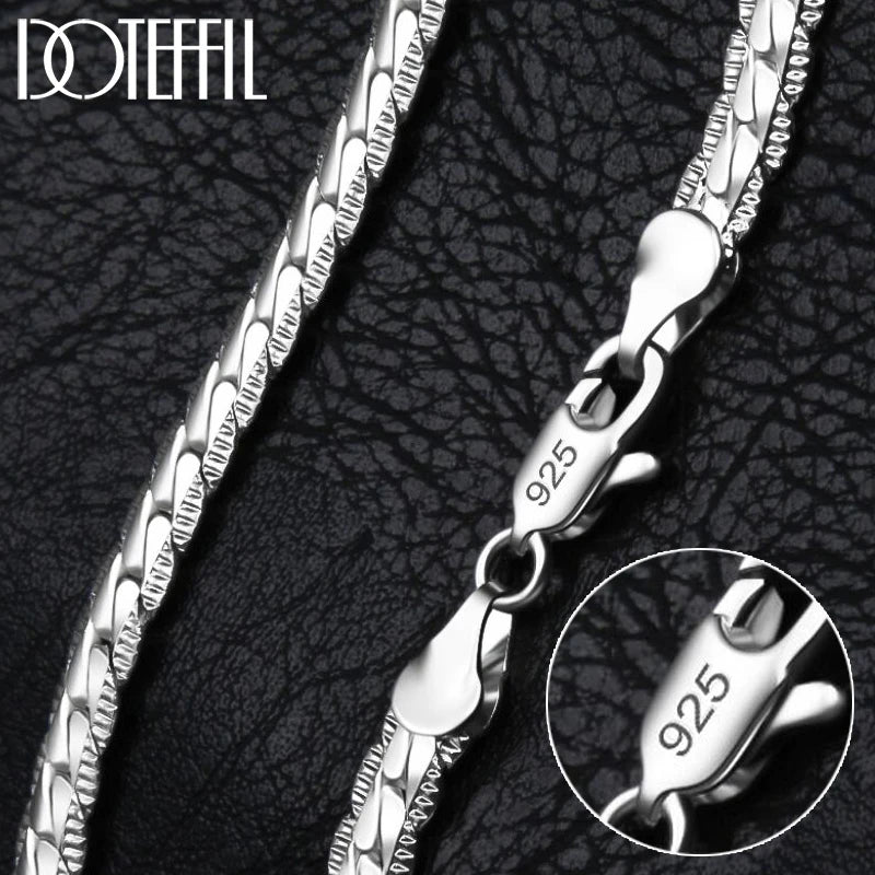 925 Sterling Silver 8/16/18/20/22/24 Inch 6mm Side Chain Necklace Bracelet For Woman Men Fashion Charm Wedding Jewelry