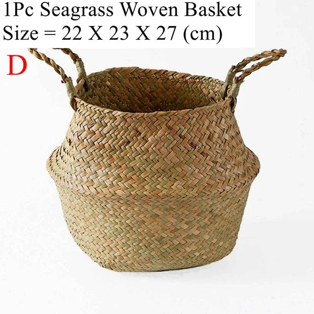 LuanQI Wicker Basket Toy Organizer Rattan Seagrass Storage Laundry Woven Basket Plant Flower Pot Garden Home