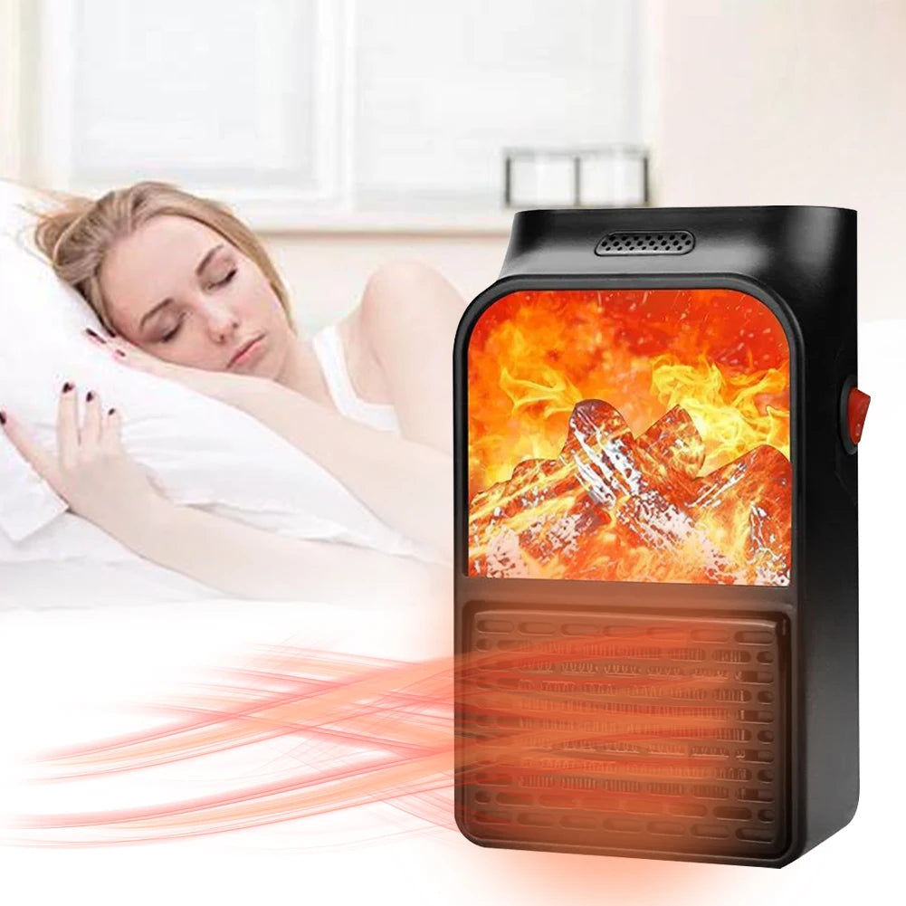 3D Flame  Fireplace Heater 900W Household Fan Heater with Remote Plug in Wall Portable  Winter  Bedroom