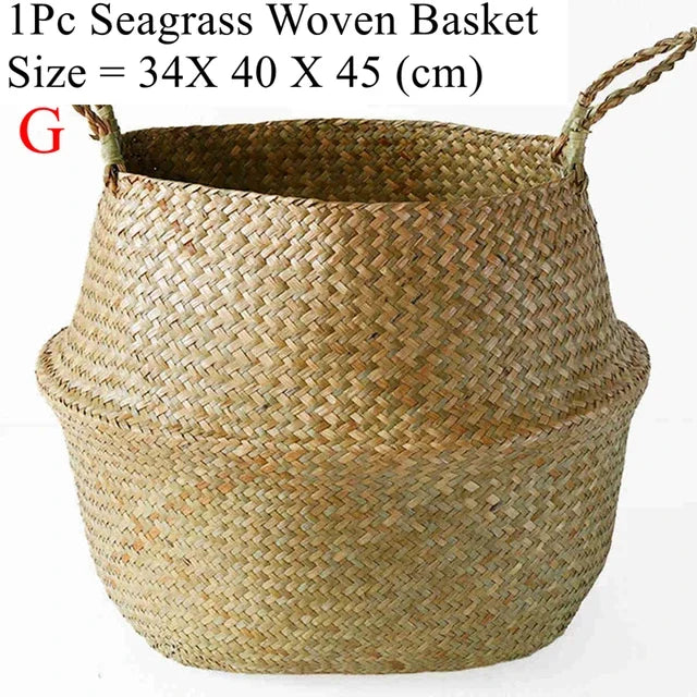 LuanQI Wicker Basket Toy Organizer Rattan Seagrass Storage Laundry Woven Basket Plant Flower Pot Garden Home