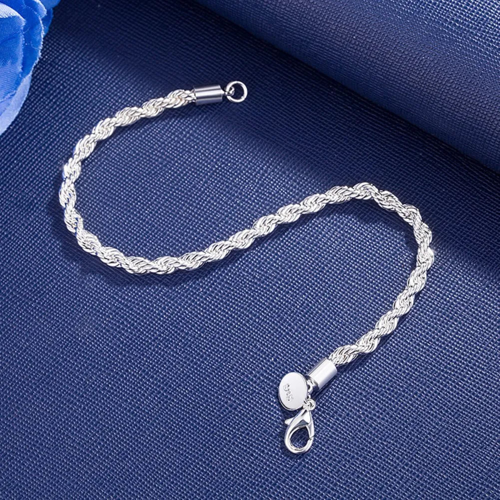 925 Sterling Silver Classic Twisted Rope Chain Bracelets for women Wedding party Wild Christmas Gift fashion Jewelry