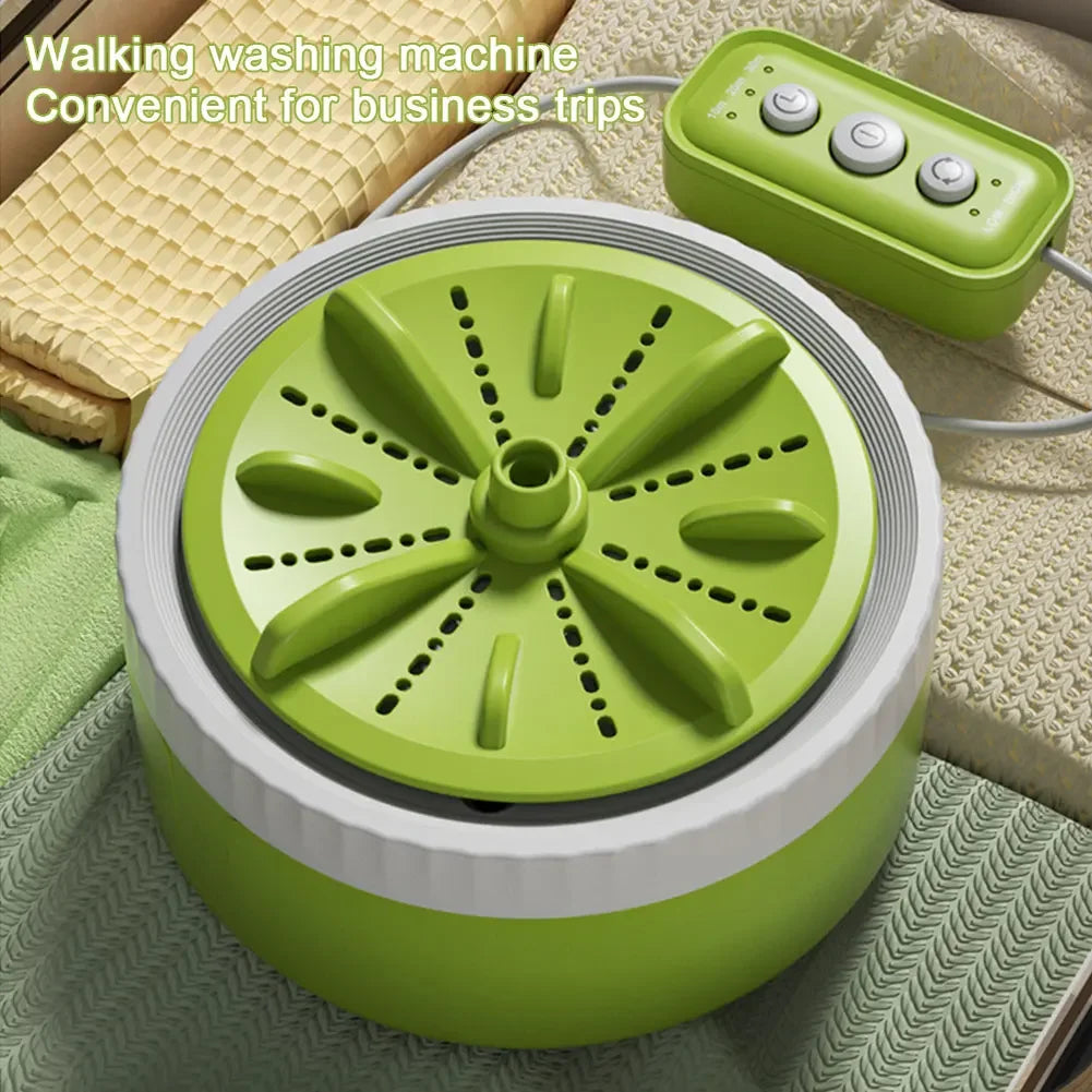 Automatic Compact Clothes Washer USB Rechargeable Turbine Washing Machine Space-Saving Auto-Off  Travel Trip Apartment