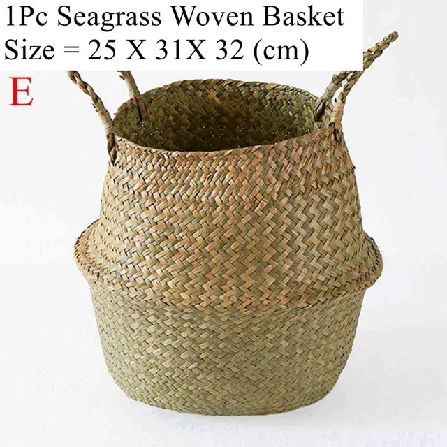 LuanQI Wicker Basket Toy Organizer Rattan Seagrass Storage Laundry Woven Basket Plant Flower Pot Garden Home