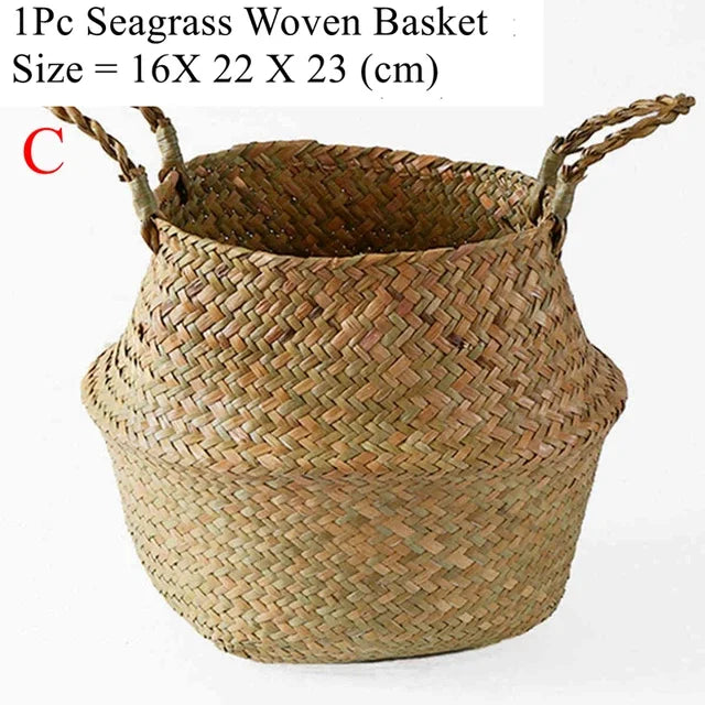 LuanQI Wicker Basket Toy Organizer Rattan Seagrass Storage Laundry Woven Basket Plant Flower Pot Garden Home