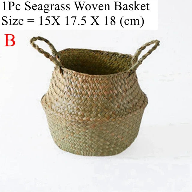 LuanQI Wicker Basket Toy Organizer Rattan Seagrass Storage Laundry Woven Basket Plant Flower Pot Garden Home