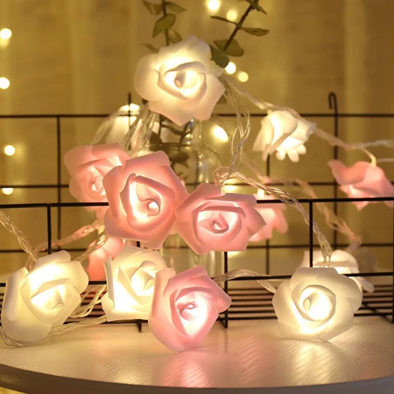 1.5M 10LED Artificial Rose Flower Garland String Light LED Fairy Lights Valentine's Day Wedding Christmas Party Decorations