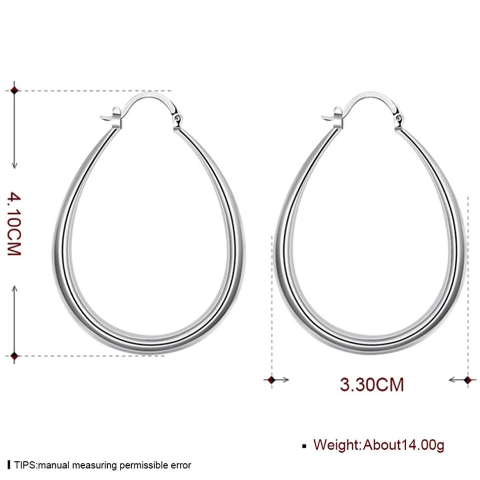 925 Sterling Silver Smooth Circle 41mm Hoop Earrings For Women Lady Gift Fashion Charm High Quality Wedding Jewelry