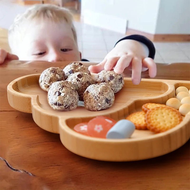 6Pcs Wooden Clouds Dinner Plate Silicone Baby Feeding Set Baby Feeding Supplies Kids Bamboo Dinnerware Baby Tableware Gift Set