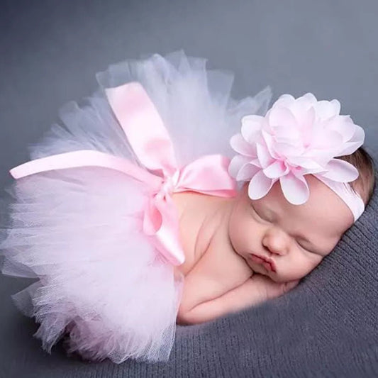 Princess Newborn Tutu and Vintage Flower Headband Newborn Baby Photography Prop Tutu Sets For Baby Girls Photo Props TS001