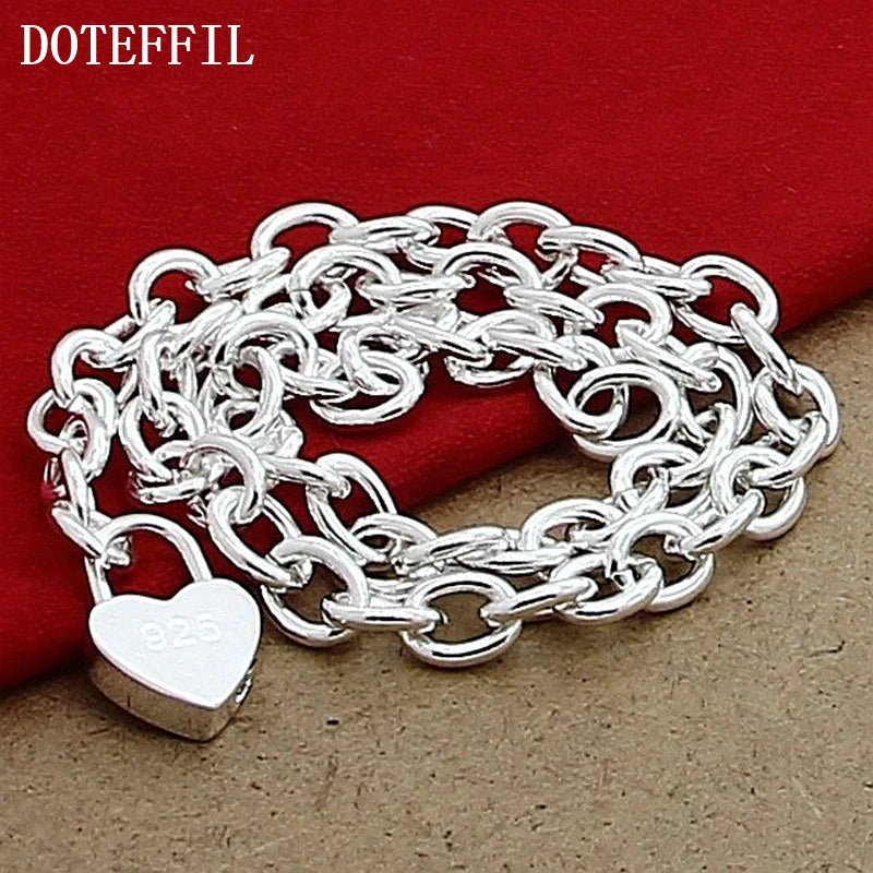 925 Sterling Silver Heart Lock Pendant Necklace 18 Inch Chain For Women Wedding Engagement Fashion Jewelry