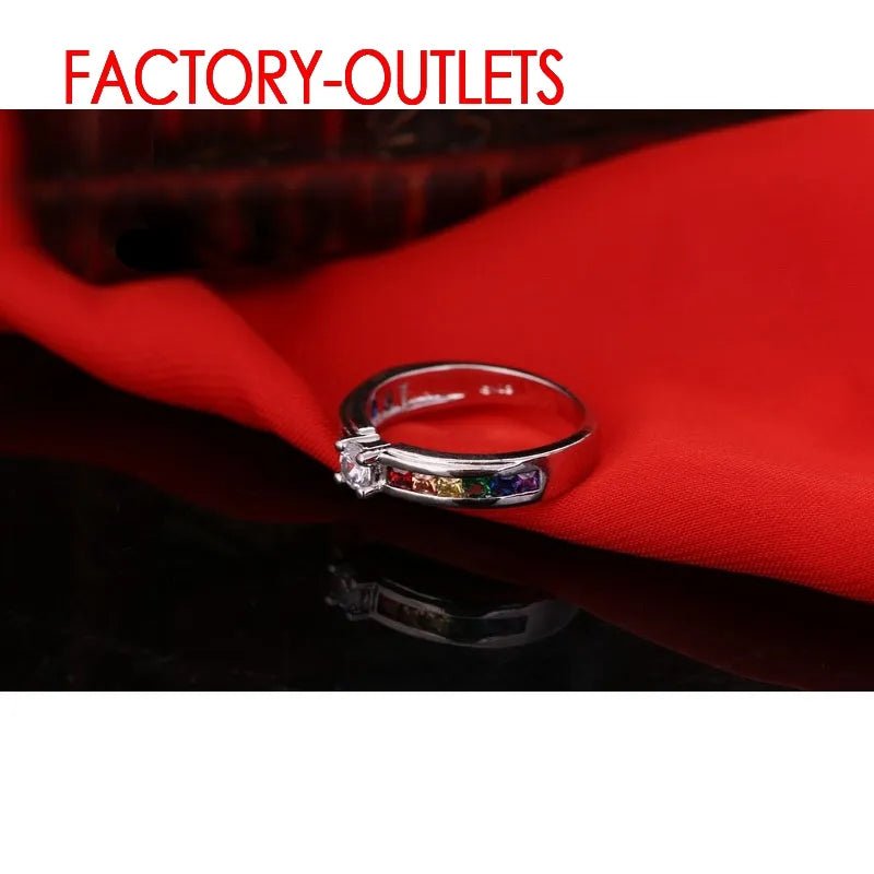 925 Sterling Silver Ring Fashion Jewelry Colourful Cubic Zirconia Tension Setting Women Girls Party Engagement Wholesale