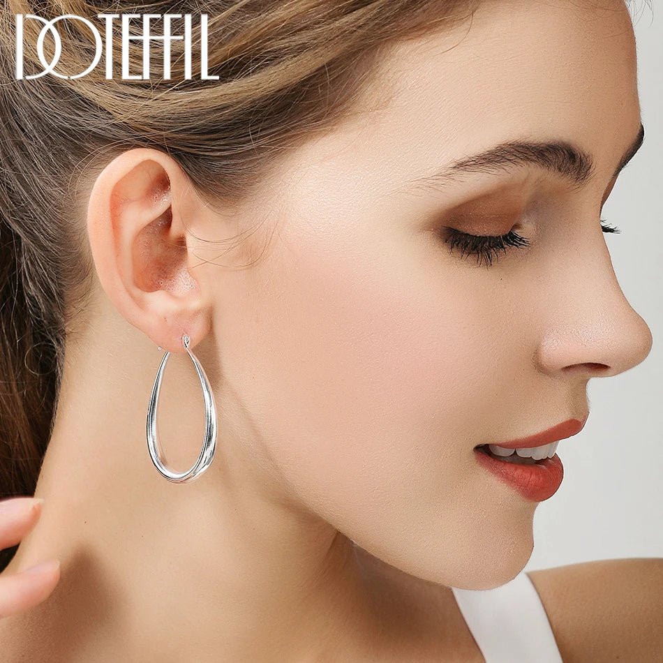 925 Sterling Silver Smooth Circle 41mm Hoop Earrings For Women Lady Gift Fashion Charm High Quality Wedding Jewelry