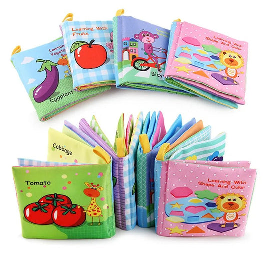 0-12 Months Baby Cloth Book Fruits Animals Puzzle Book Infant Kids Early Learning Educational Fabric Books Toys Toys