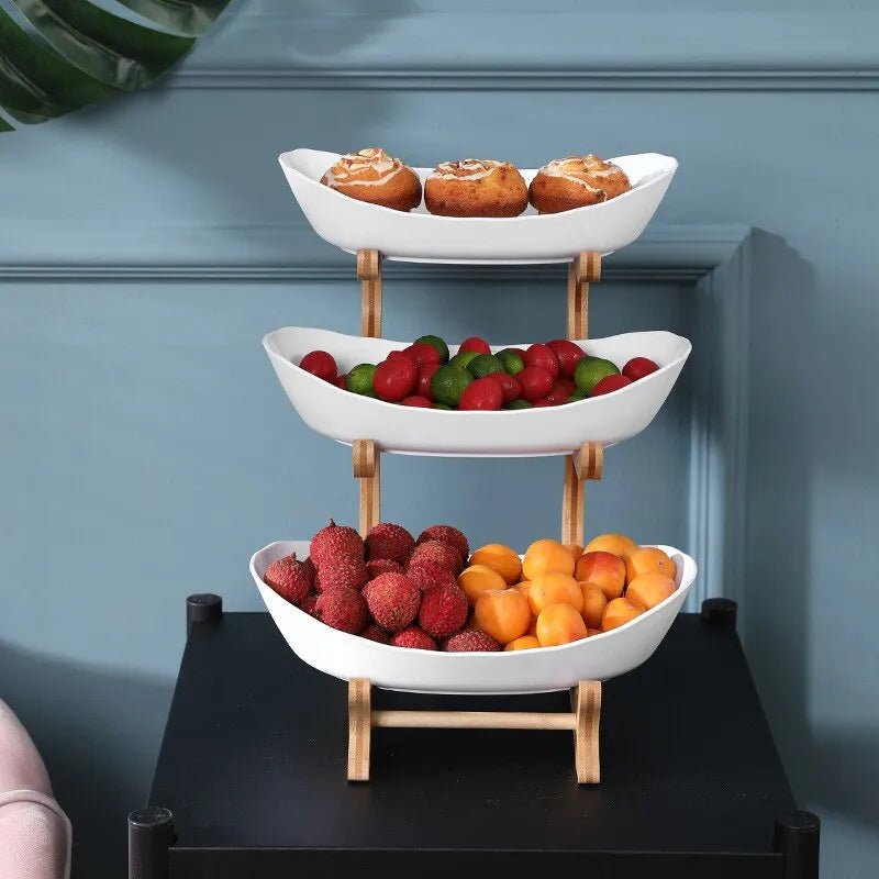 Tiered Wooden Bowls Kitchen Organizer