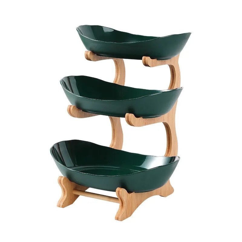 Tiered Wooden Bowls Kitchen Organizer